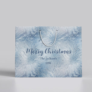 Winter Wonderland Blau frostiges Muster Große Geschenktüte