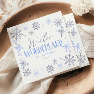 Winter Wonderland Blaue Schneekristall-Geburtstags Serviette