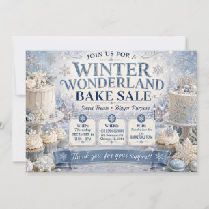 Winter Wonderland Blaue Weihnachtsbäckerei Einladung