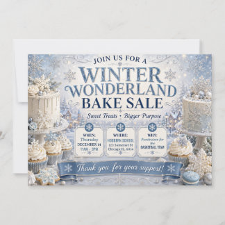 Winter Wonderland Blaue Weihnachtsbäckerei Einladung