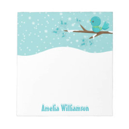 Winter Wonderland Blue Bird auf Holly Branch Notizblock