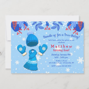 Winter Wonderland Blue Birthday Einladung