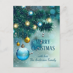 Winter Wonderland Blue Christmas Baubles Postkarte