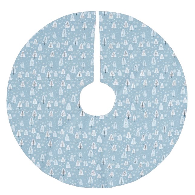 Winter Wonderland Blue Christmas Polyester Weihnachtsbaumdecke (Vorderseite)