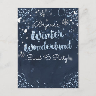 Winter Wonderland Blue Event Termin vormerken Ankündigungspostkarte