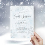 Winter Wonderland Blue Silver Snowflake Sweet 16 Einladung<br><div class="desc">Diese Sweet 16 Birthday Party Einladung zeichnet sich durch ein tiefblaues Eis-Design auf der Vorder- und Rückseite aus. Dieses Element wird auf Standardpapier angezeigt, kann aber auf jedes gewünschte Farbpapier angepasst werden. Es gibt viele Möglichkeiten für Personalisierung! Geben Sie Ihre eigenen Informationen ein, oder passen Sie sie an, um jedes...</div>