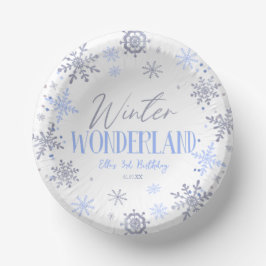 Winter Wonderland Blue Snowflake Geburtstagsparty Pappteller