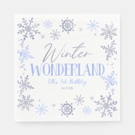 Winter Wonderland Blue Snowflake Geburtstagsparty Serviette