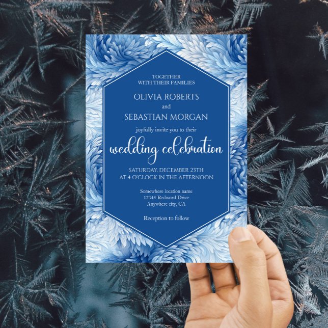 Winter Wonderland Blue Snowflakes Hochzeit Einladung (Von Creator hochgeladen)