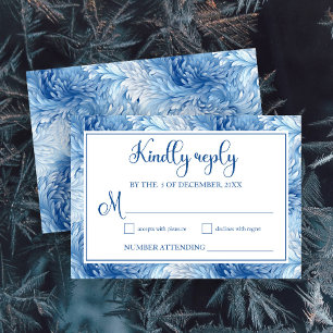 Winter Wonderland Blue Snowflakes Hochzeit RSVP Karte