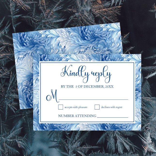 Winter Wonderland Blue Snowflakes Hochzeit RSVP Karte (Von Creator hochgeladen)