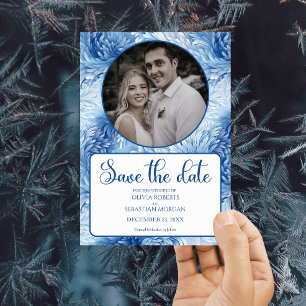 Winter Wonderland Blue Snowflakes Hochzeit Save The Date