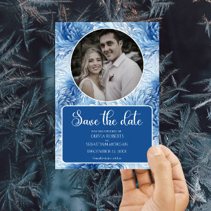 Winter Wonderland Blue Snowflakes Hochzeit Save The Date