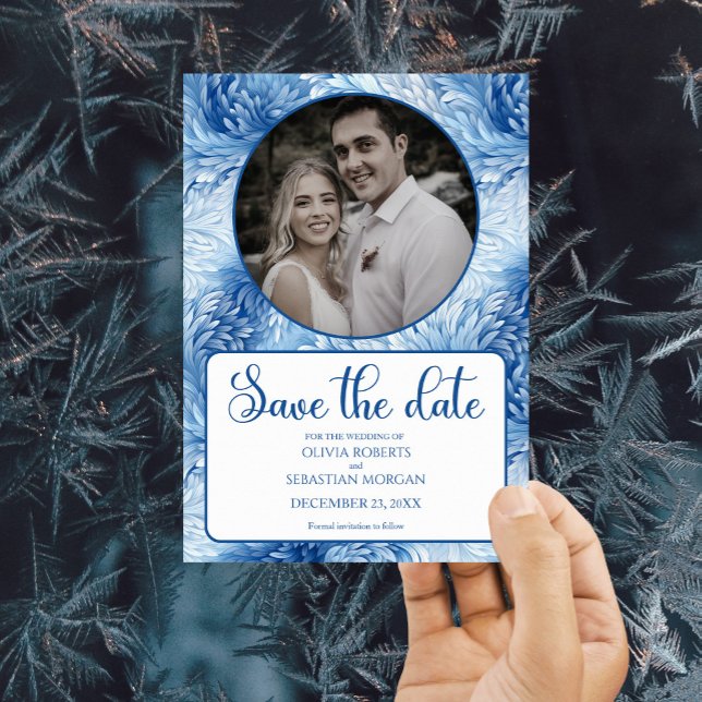 Winter Wonderland Blue Snowflakes Hochzeit Save The Date (Von Creator hochgeladen)
