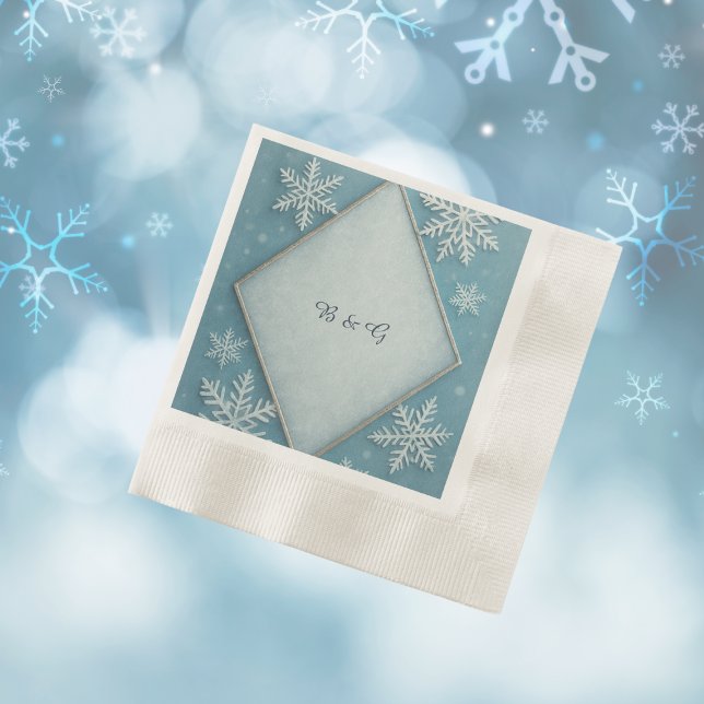 Winter Wonderland Blue Snowy Romantische Hochzeit Serviette (Von Creator hochgeladen)