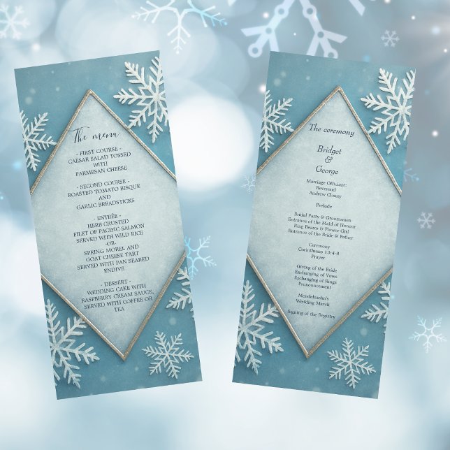 Winter Wonderland Blue Snowy Romantisches Hochzeit Programm (Von Creator hochgeladen)
