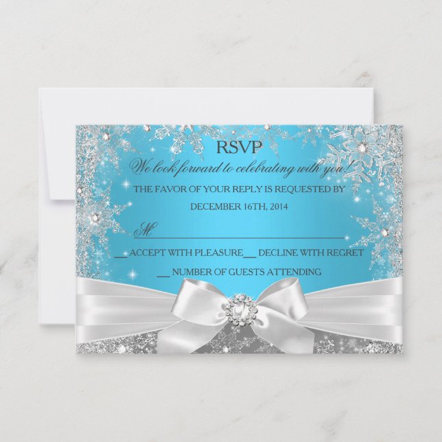 Winter Wonderland Blue Sweet 16 UAWG RSVP Karte (Vorderseite)