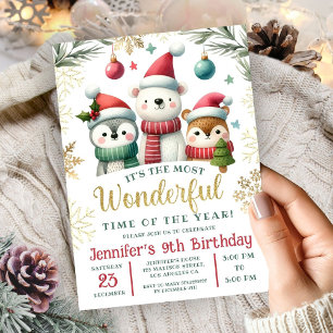 Winter Wonderland Boho Snow Animes 9. Geburtstag Einladung