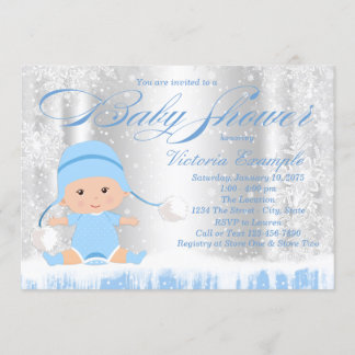 Winter Wonderland Boy Baby Dusche Einladung