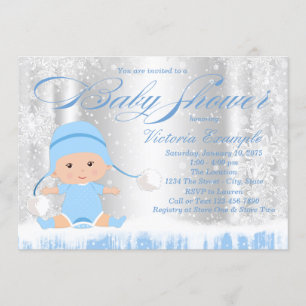 Winter Wonderland Boy Baby Shower Einladung