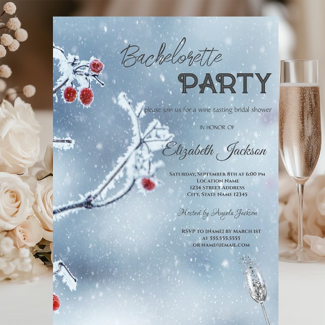 Winter Wonderland Branches Blue Bachelorette Einladung (Von Creator hochgeladen)