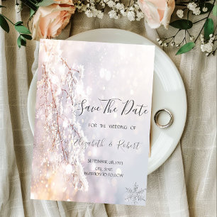 Winter Wonderland Branches Greenery Save the Date