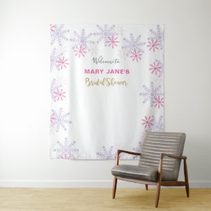 Winter Wonderland Brautparty Pinker Schneeblume Wandteppich