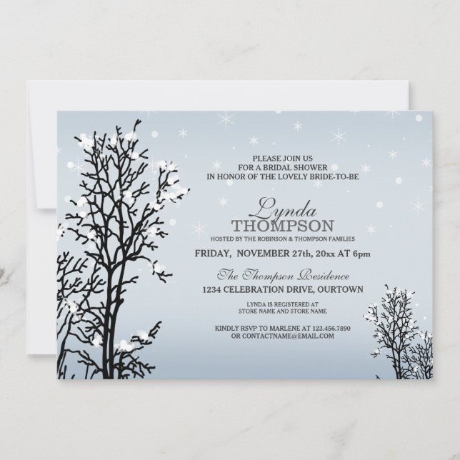 Winter Wonderland Bridal Dusche Einladung (Vorderseite)