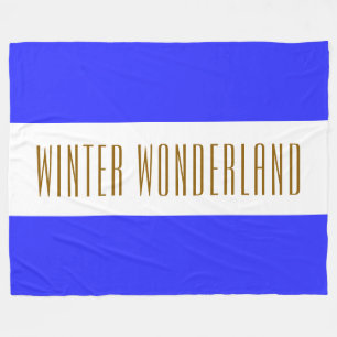 WINTER WONDERLAND Bright Blue White Stripes Fleecedecke