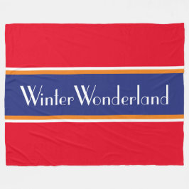 WINTER WONDERLAND Bright Red White Navy Streifen Fleecedecke