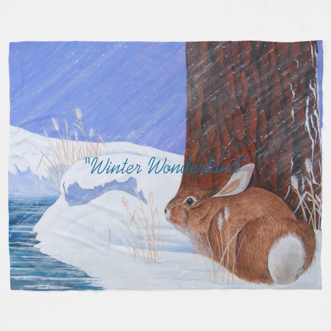 Winter Wonderland ...Brrr...Bunny Fleece Blanket (Vorderseite (Horizontal))