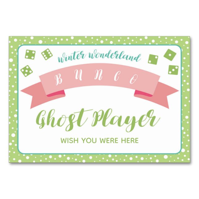 Winter Wonderland Bunco Game Ghost Player Card Tischnummer (Rückseite)