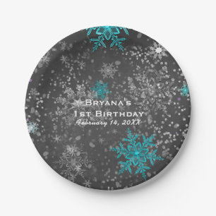 Winter Wonderland Chalk Aquamarin & Lila Party Pappteller