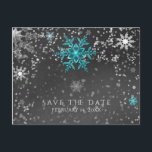 Winter Wonderland Chalk Aquamarin und Lila Rett Da Ankündigungspostkarte<br><div class="desc">Winter Wonderland Chalk Aquamarin & Lila Save the Date Postkarte.</div>