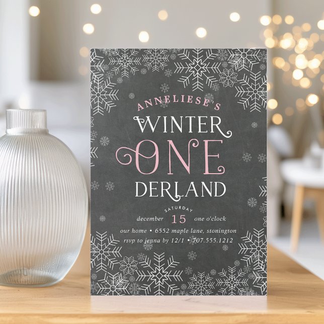 Winter Wonderland Chalkboard Erster Geburtstag Ein Einladung (Von Creator hochgeladen)