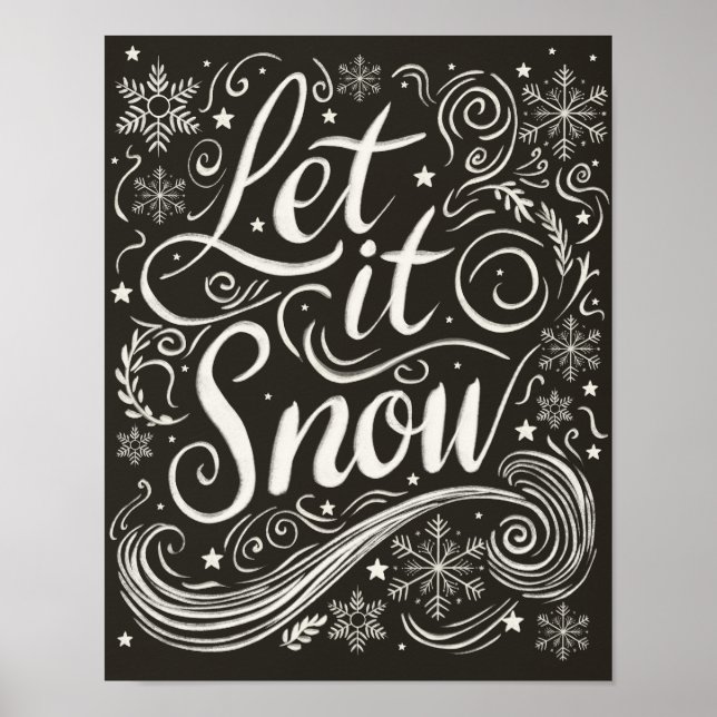 Winter Wonderland Chalkboard Lassen Sie es schneie Poster (Vorne)