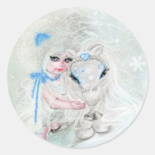 Winter Wonderland Chibi Girl Pony Aufkleber