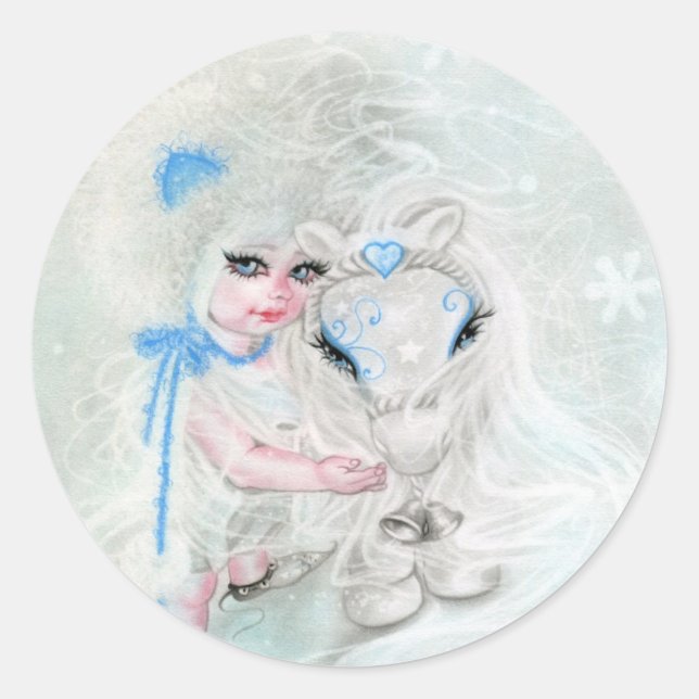 Winter Wonderland Chibi Girl Pony Aufkleber (Vorderseite)