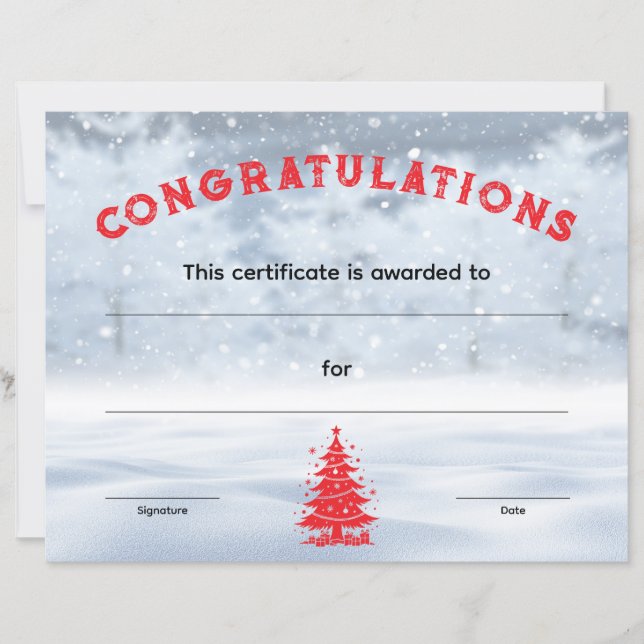 Winter Wonderland Christmas Award Certificate (Vorderseite)