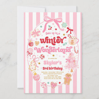 Winter Wonderland Christmas Coquette Bow Birthday Einladung