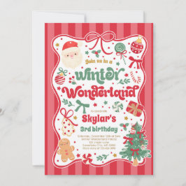 Winter Wonderland Christmas Coquette Bow Birthday Einladung