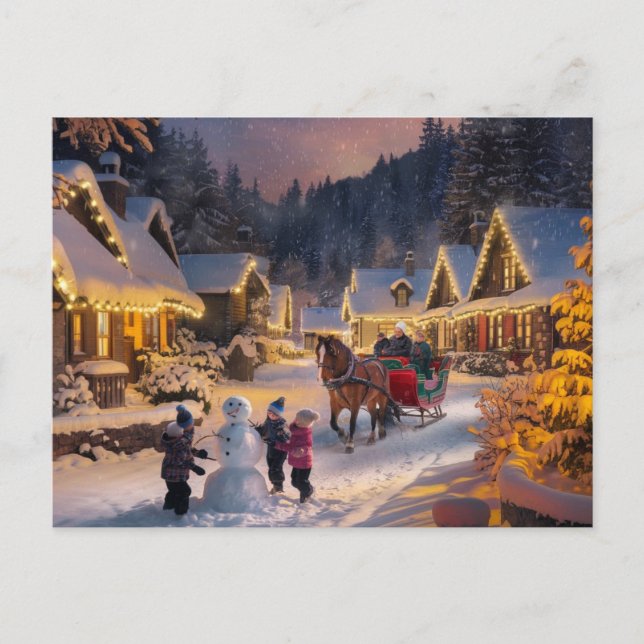 Winter Wonderland Christmas Snowy Village Postkarte (Vorderseite)