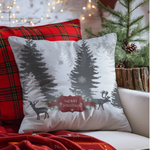 Winter Wonderland Christmas Throw Kissen - Rot