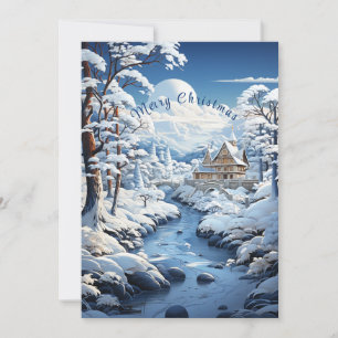 Winter Wonderland Country Snow Trees Family Foto Feiertagskarte