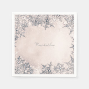 Winter Wonderland Creme Weiß Elegante Schneeflocke Serviette