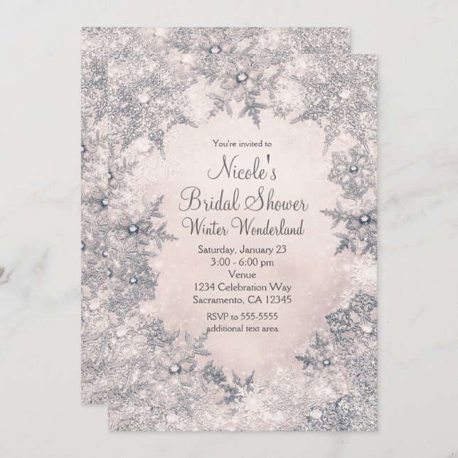 Winter Wonderland Creme White Einladung (Vorne/Hinten)