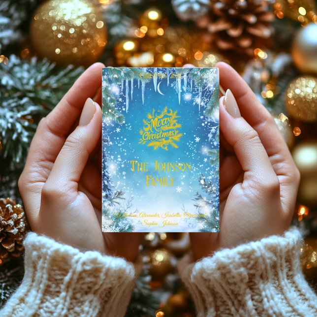 Winter Wonderland Custom Family Holiday Greetting Einladung (Von Creator hochgeladen)