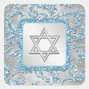 Winter Wonderland Damask Bat Mitzvah Sticker 11