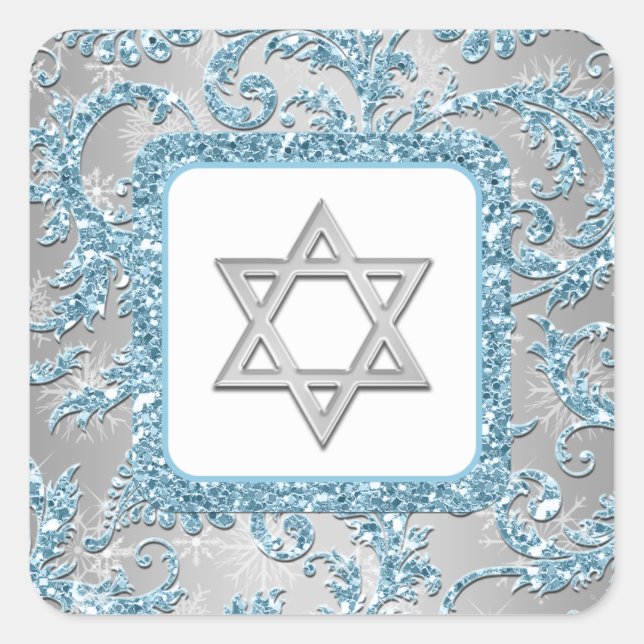 Winter Wonderland Damask Bat Mitzvah Sticker 6 (Vorderseite)