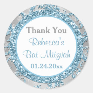 Winter Wonderland Damask Bat Mitzvah Sticker 7